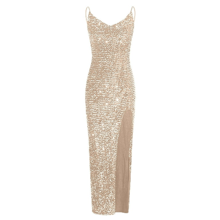 slim fit dress slacks Miss Circle Women Edie Gold Beaded Sequin Midi Pencil Dress main image 0