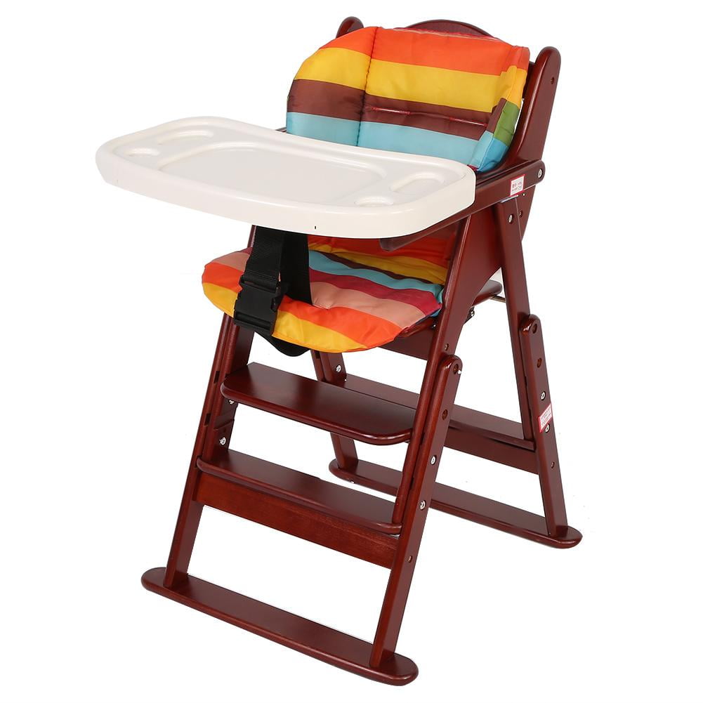 HERCHR Baby High Chair Natural Beech Infant Toddler Feeding Highchair