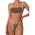 thumbnail image 2 of Women's Contrast Binding Tie Back Bikini Set 2 Piece Swimsuit Bathing Suits, 2 of 6