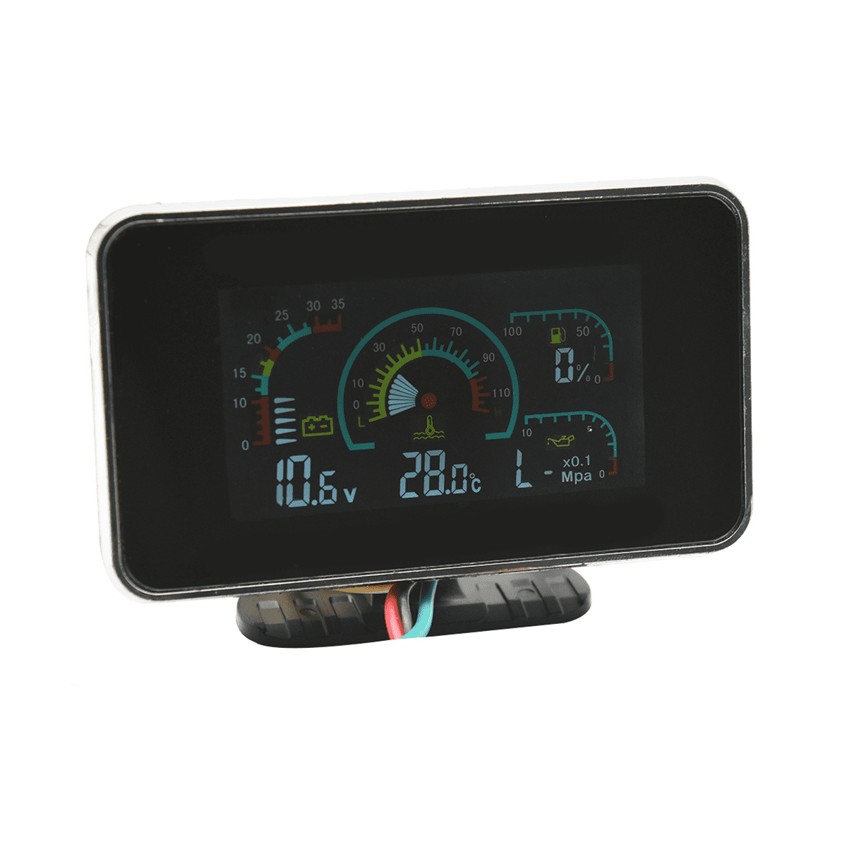 4 in 1 LCD 12V/24V Oil Pressure Voltmeter Volt Water Temperature Oil Fuel Gauge with 10mm Sensor for Excavator Truck