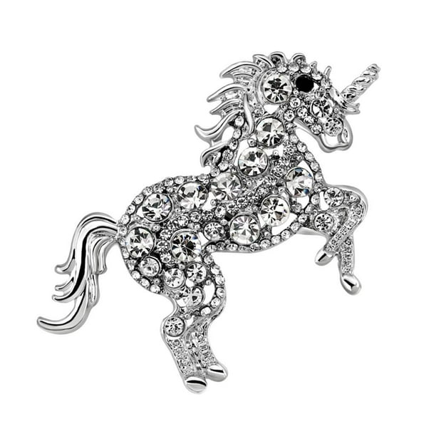 Broche de animal con diseño de cristal transparente y diamantes de imitación, ideal para bodas y fiestas. Blanco