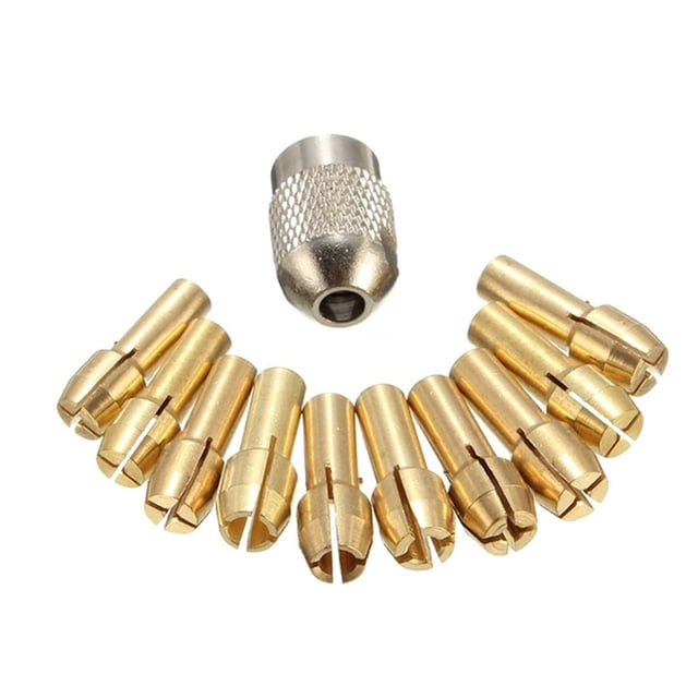 11 Pcs/Set Embouts de Perceuse en Laiton 0.5-3.2mm 4.3mm Écrou de Vis de Remplacement pour Outil Rotatif Dremel