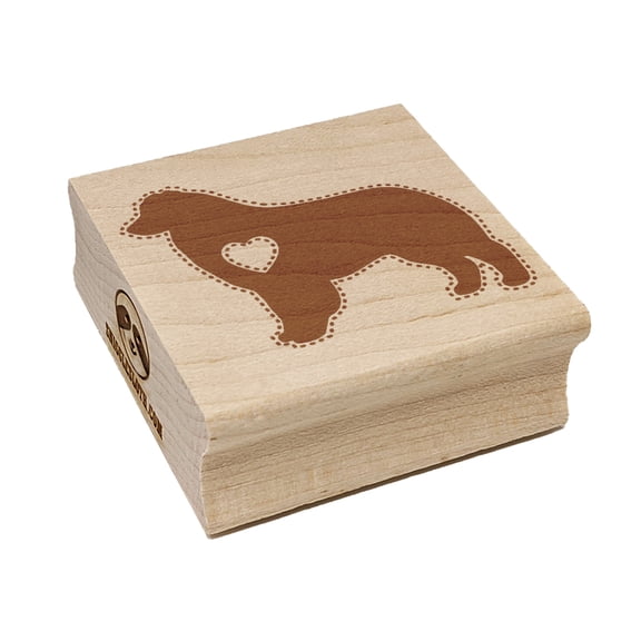 Australian Shepherd Dog Aussie with Heart Square Rubber Stamp Stamping Scrapbooking Crafting - Medium 1.75in