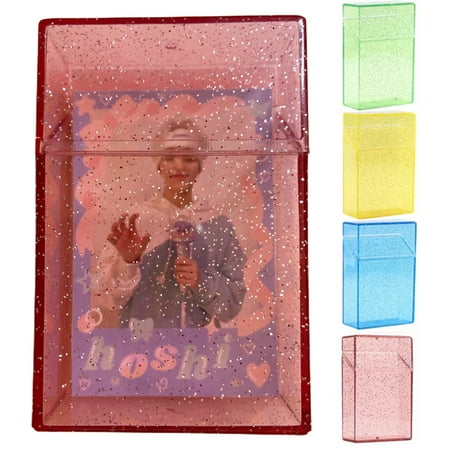 

Chicmine Photo Storage Box Ins Style Transparent Glitter Polaroid Shiny Photo Card Holder Household Supplies