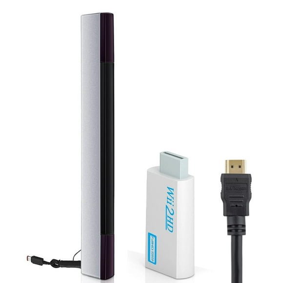 Barra sensora 3 en 1 y adaptador convertidor HDMI para Wii, con cable HDMI de alta velocidad de 1,5 m