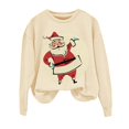 thumbnail image 4 of Beige Hoodies for Women Christmas Sweatshirts for Women Retro Santa Graphic Long Sleeve Shirt Xmas Pullover Tops Women Fall Clothes, 4 of 4