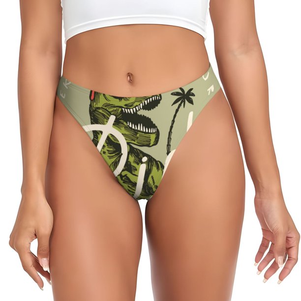 Fotbe Dinosaur Tanga Sin Costuras para Mujer con Estampado – Panties Invisibles, Transpirables y Cómodos para Uso Diario-XX-Large