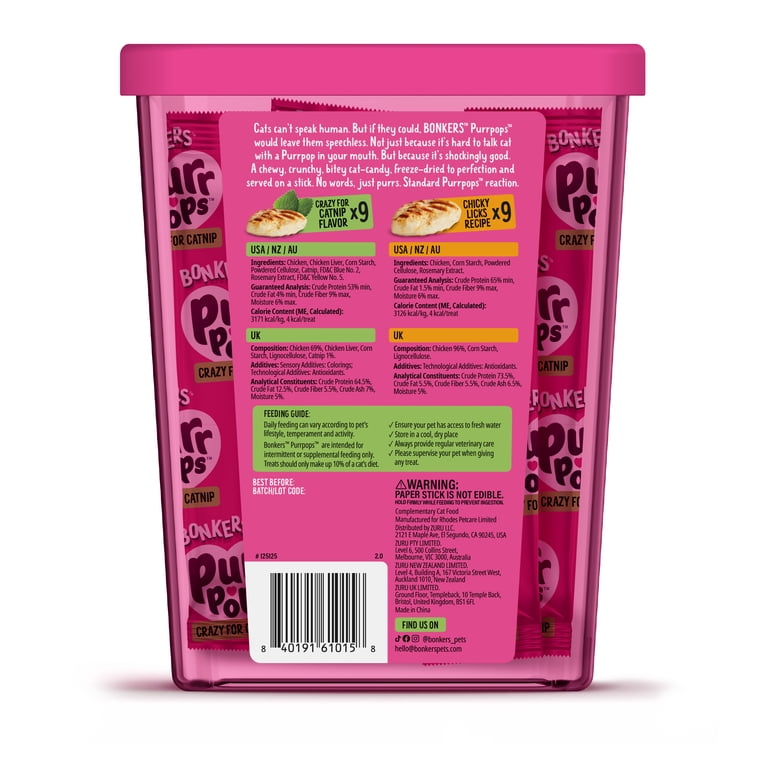 Bonker's Freeze Dried Catnip and Chicken Purrpops 18 Piece
