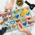 thumbnail image 4 of Grunge Cutting Board, Rainbow Color Heart Shapes Valentine's Day Design Romantic His and Hers Theme, Decorative Tempered Glass Cutting and Serving Board, Large Size, Red Blue Yellow, by Ambesonne, 4 of 5