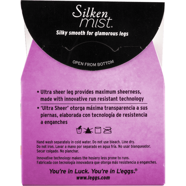 L'eggs Silken Mist Ultra Sheer with Run Resist Technology, Control Top Toe  Pantyhose, 1-Pack Black Q Women's