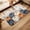 Blue,Orange, variant on Hallway Runner Rug 2.6'x6.5', Fall Indoor Outdoor Entryway Runner with Non-Slip Rubber, Navy Blue Pumpkins Thanksgiving Farmhouse Wooden Absorbent Long Kitchen Rug for Hallway Foyer Living Room