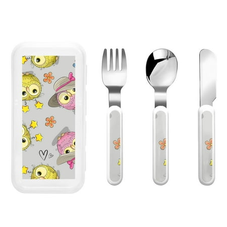 

Matuu Cartoon Owls for Stainless Steel Kids Cutlery and Toddler Flatware Kids Utensil Set includes Knives Forks Spoons Ideal for Home and Preschools