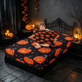 thumbnail image 4 of Homewish Cartoon Pumpkin Lantern Twin Sheets, Funny Halloween Bedding, Black Orange, 3-Piece (1 Flat Sheet, 1 Fitted Sheet and 1 Pillowcase), 4 of 6