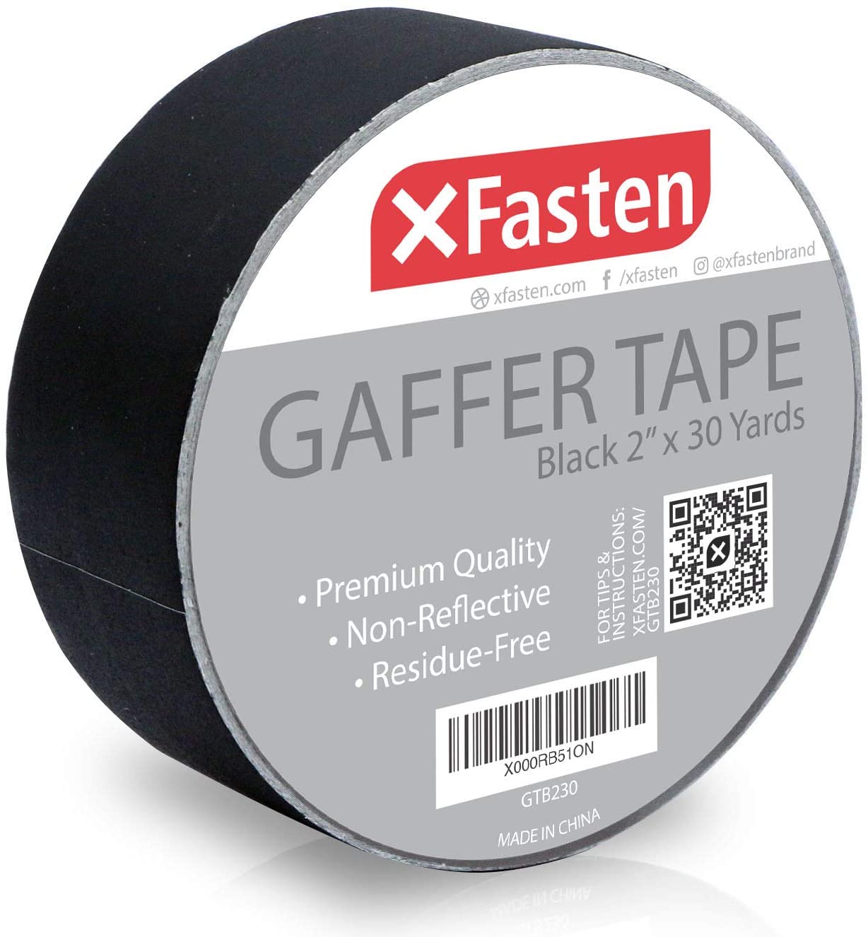 XFasten Professional Grade Black Gaffer Tape, Inch X 30 Yards, Residue  Free, Non reflective and Easy to Tear Pro Gaff Tape for Photographers, DJs-  Main Stage Gaffer Tape
