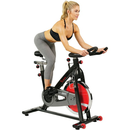 Sunny Health & Fitness Stationary Belt Drive Indoor Studio Exercise Cycling Bike with 49 lb Flywheel for Home Exercise, SF-B1002