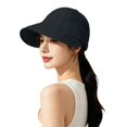 thumbnail image 4 of SAZBJOJN Visor Hats for Women Men UV Protection Trucker Hat Foldable Wide Brim Sun Hats for Women Breathable Foldable Packable Visor Cap for Outing Activities Black, 4 of 4