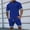 Blue 2 Piece Summer Casual Outfits, variant on HOOMEUMY Men's Summer Solid Color Short Sleeve Shirt Shorts Set Tracksuit 2 Piece Outfits Gym Fitness Sportswear Black XXXL