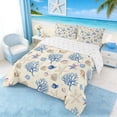 thumbnail image 3 of Manfei Watercolor Beige Seashell Starfish Coral Queen Comforter Set for Kids Boys and Girls, Marine Life Print Bedding Comforter Set, Reversible 3-Piece, 1 Comforter and 2 Pillowcases, 3 of 6