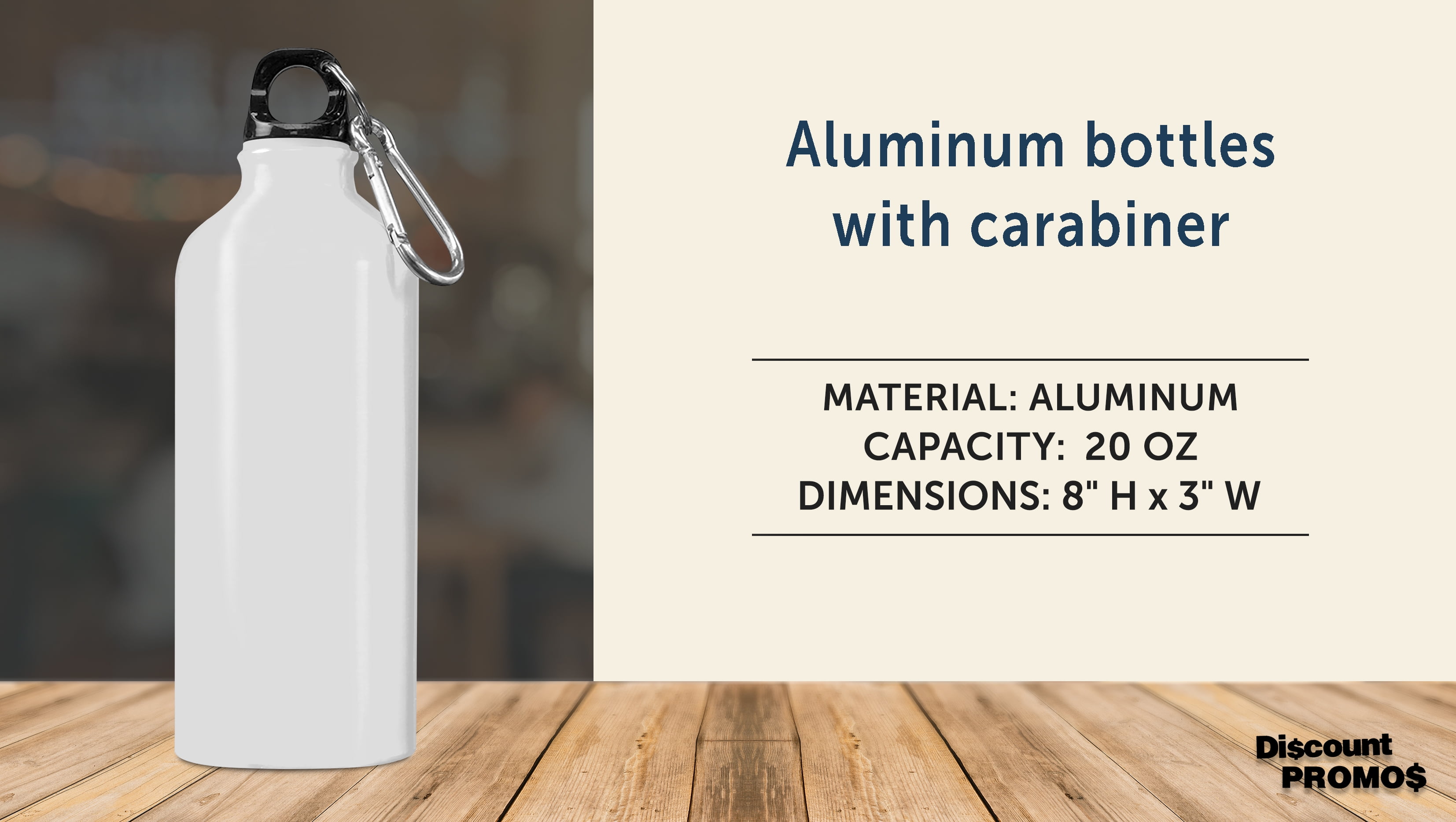 400/500/600/750ml White Blank Sublimation Water Bottle With Screw Carabiner Hook Aluminum Outdoor Sports For Drop Shipping