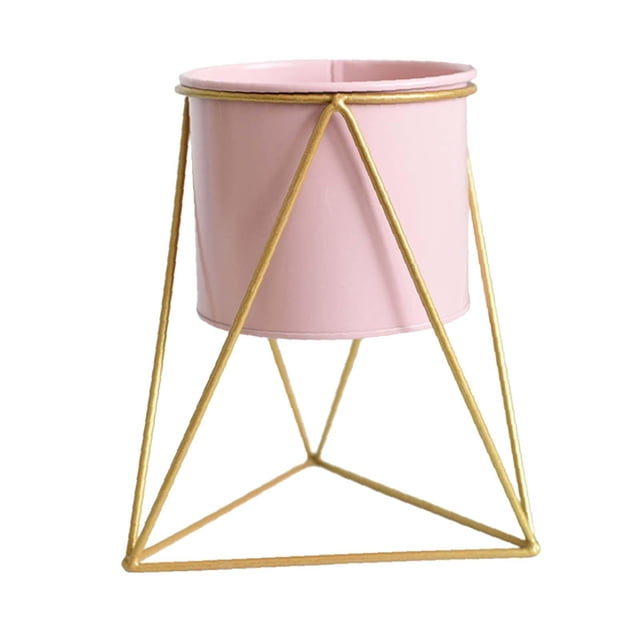 Soporte para plantas de hierro, fácil de instalar, exhibición de arte redonda, cubo para plantas con soporte, cesta de flores para patios de jardín Pequeño