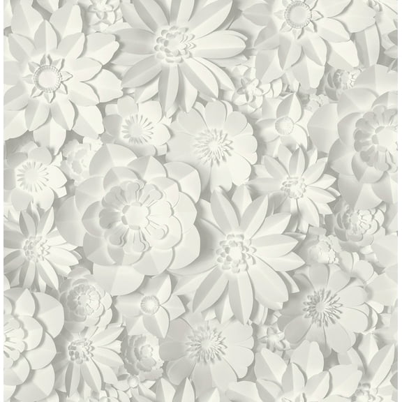 Fine Decor Dacre White Floral Unpasted Paper Wallpaper, 20.5-in by 33-ft, 56.4 sq. ft.
