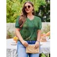 thumbnail image 4 of Zeagoo Plus Size Tops for Women Summer Puff Short Sleeve Tunic Pleated V Neck Shirts Casual Floral Solid Blouse, 4 of 6