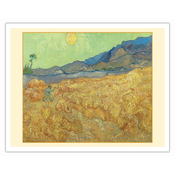 Wheatfield with a Reaper - From an Original Color Painting by Vincent Van Gogh c.1889 - Fine Art Matte Paper Print (Unframed) 11x14in