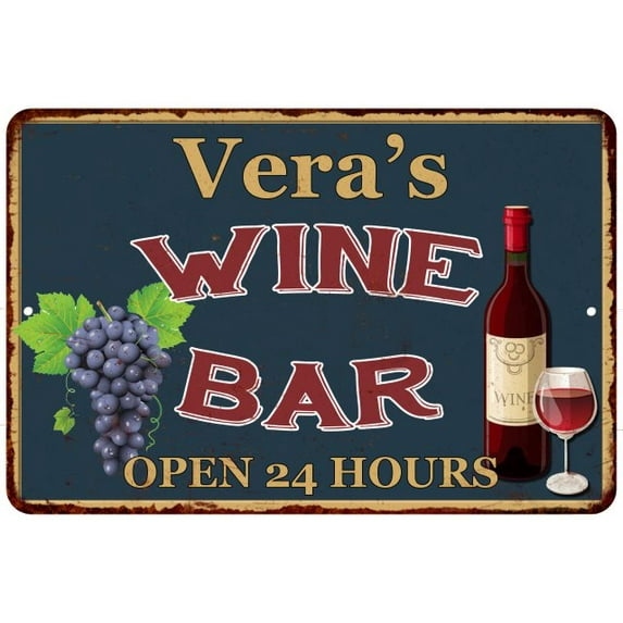 Vera's Green Wine Bar Sign Wall Decor 16 x 24 Matte Finish Metal 116240043072