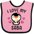 thumbnail image 3 of Inktastic I Love My Saba with Cute Penguin and Hearts Girls Baby Bib, 3 of 4