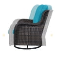 thumbnail image 6 of POCASSY Outdoor Swivel Rocking Glider Chairs Set of 2, All Weather Brown Wicker Patio Furniture Set with Deep Seat for Balcony, Porch and Backyard, Lake Blue, 6 of 9