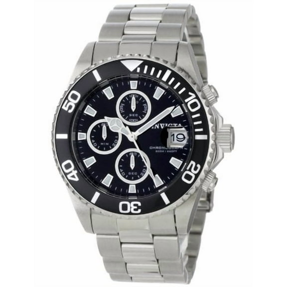 Men's 45mm Pro Diver Black Chronograph Dial Stainless Steel Watch 1003