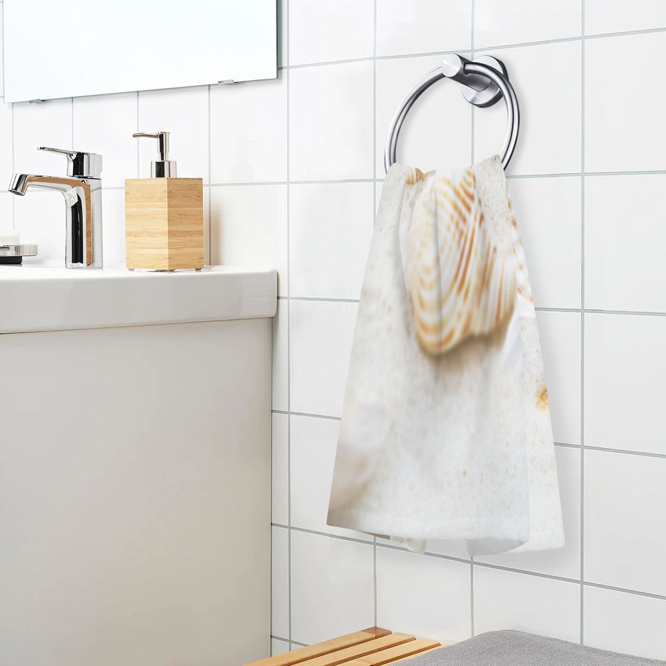 2 Piece Cotton Hand Bath Towels Face Towel, 16x28 Inches Towel Set for Bathroom, Hand, Kitchen, Cleaning Seashells and Starfish