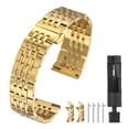 thumbnail image 3 of Uxcell Stainless Steel Watch Bands 16mm Double Pressing Butterfly Clasp Metal Solid Steel Chain Watch Strap, Gold Tone, 3 of 8
