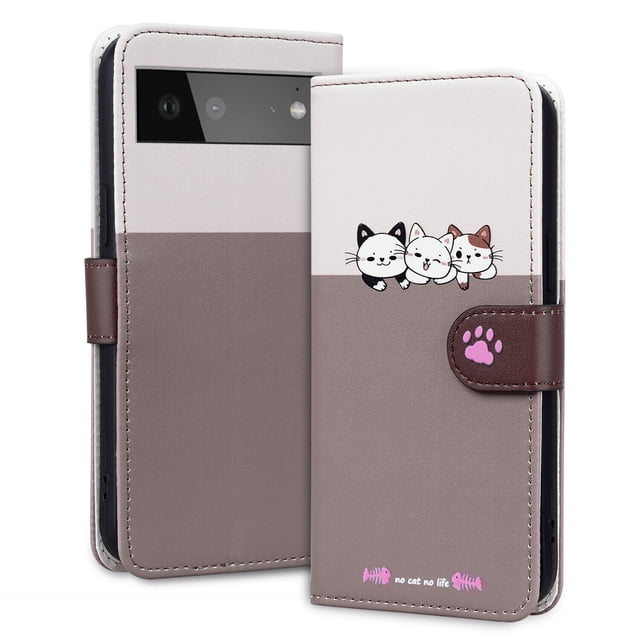 Compatible with Google Pixel 6 Cute Animals Pattern Wallet Case with Card Slots Flip Cover