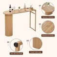 thumbnail image 2 of PHOYAL Fluted Kitchen Bar Table, 55.11" Long Half Oval Counter Height Pub Table for Dining Room Living Room, Natural, 2 of 6