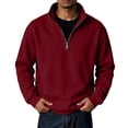 thumbnail image 2 of Men's Casual Quarter Zip Sweatshirt with Stand Collar Design Solid Color Long Sleeve Fleece Pullover for Sports and Daily Wear, 2 of 6
