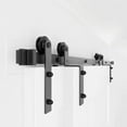 thumbnail image 1 of WINSOON 5FT Single Track Bypass Barn Door Hardware Double Doors Kit I Style Hanger Black finish, 1 of 7