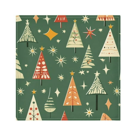 

WOBOGO A Pattern Of Christmas Trees and Stars Cloth Napkins 4 Pieces Soft Elegant Touch Durable Absorbent Quick Drying for Elegant Dining