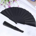 thumbnail image 5 of 4Pcs Handheld Folding Fans, Chinese Fan, Oriental Cloth, Fabric Fan for Dance, Party, Wedding Gifts, DIY Decoration, Home Decorations-Black, 5 of 7