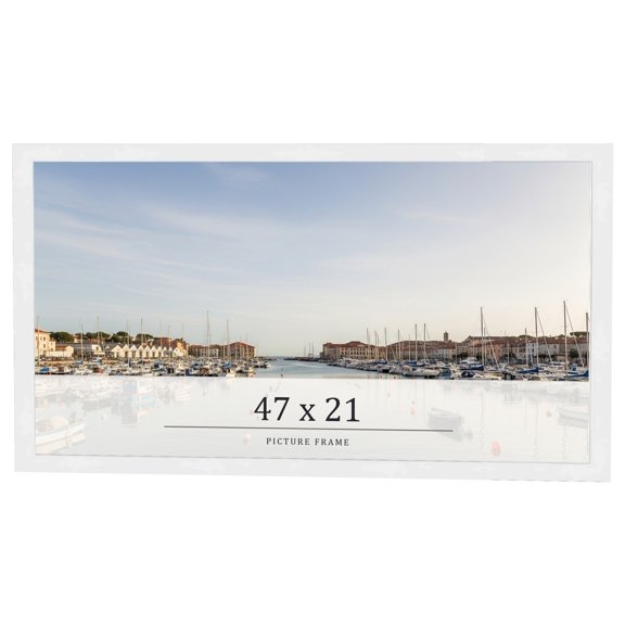 47x21 Frame White Real Wood Picture Frame Width 0.75 inches | Interior Frame Depth 0.5 inches |