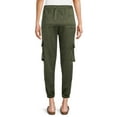 Time and Tru Women's Mid Rise Satin Cargo Jogger Pants, 27" Inseam