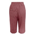 thumbnail image 6 of Striped Capri Pants for Women Elastic Waist Straight Wide Leg Cropped Pant Summer Casual Drawstring Side Button Capri Trouser with Pockets, 6 of 8