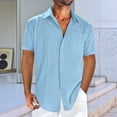 thumbnail image 2 of Camisas de Corta con Botones para Hombre, Camisas Casuales de Moda para Playa y Verano. Azul M, 2 of 3