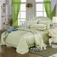 thumbnail image 4 of Soft Silk 3 PC Duvet Cover Set with Fitted Sheet 15" Inches Deep Pocket (1 Fitted 1 Duvet Cover 2 Pillow Shams) 800 Thread Count King Size Sage Solid, 4 of 5