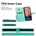 thumbnail image 2 of iPhone 12/12 Pro Wallet Case 6.1", Mandala Premium PU Leather Flip Stand Protective Cover with Card Slots Secure Magnetic, Green, 2 of 6