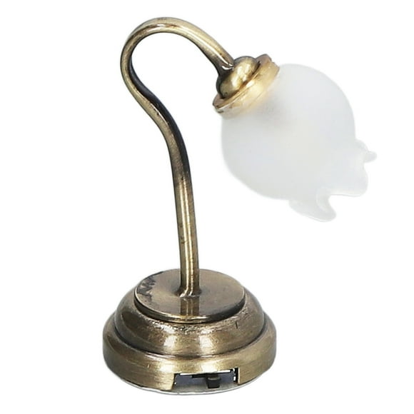 Dollhouse Miniature Table Lamp, Soft Lighting Glass Flower Shaped Dollhouse Table Lamp Model For Decoration