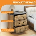 thumbnail image 2 of Craftian Rustic Bedside End Table Set of 2 with Power Outlets & 3 Drawers, Brown, 2 of 8