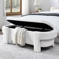 thumbnail image 4 of Modern Large Storage Entry Bench in Cream Linen Upholstery with Foam Padding - Ideal for Living Spaces, 4 of 9
