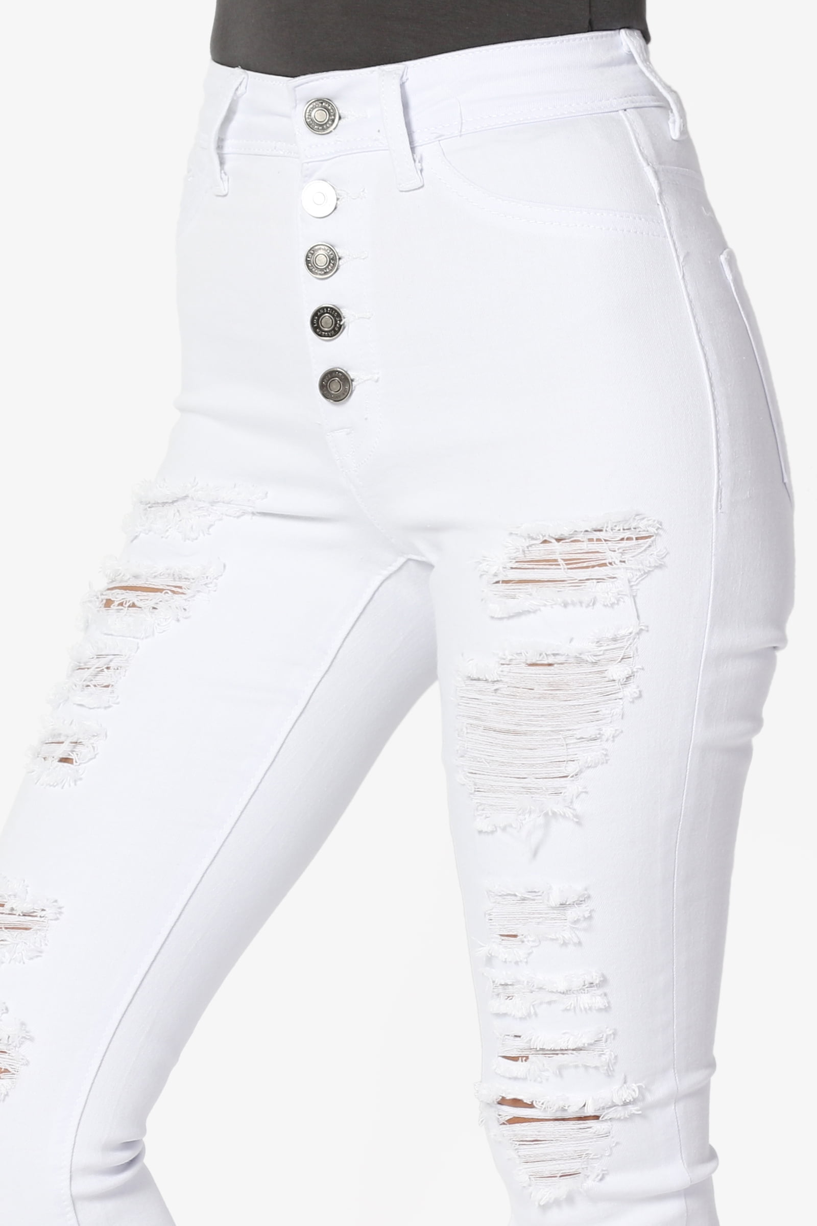 high waisted white ripped jeans