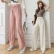 thumbnail image 4 of Pantalones anchos de seda de hielo para mujer, pantalones casuales rectos y sueltos de cintura alta para primavera y verano, pantalones de fregona que adelgazan y combinan con todo, 4 of 5